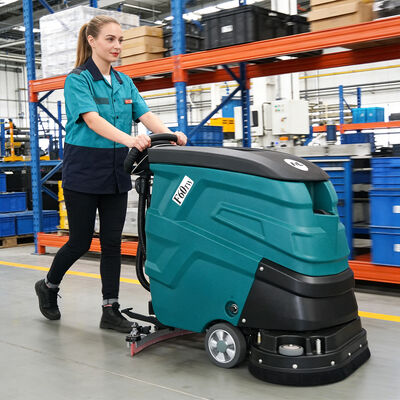 Harga yang bagus Mesin Pembersih Lantai Dorong Bertenaga Baterai dengan Sikat Ganda 660mm Motor Hisap 400W on line