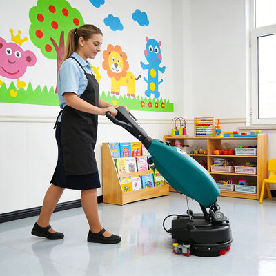 Buen precio Fregadora de suelos mini de doble cepillo con escurridor de 560 mm, ideal para imprentas en línea